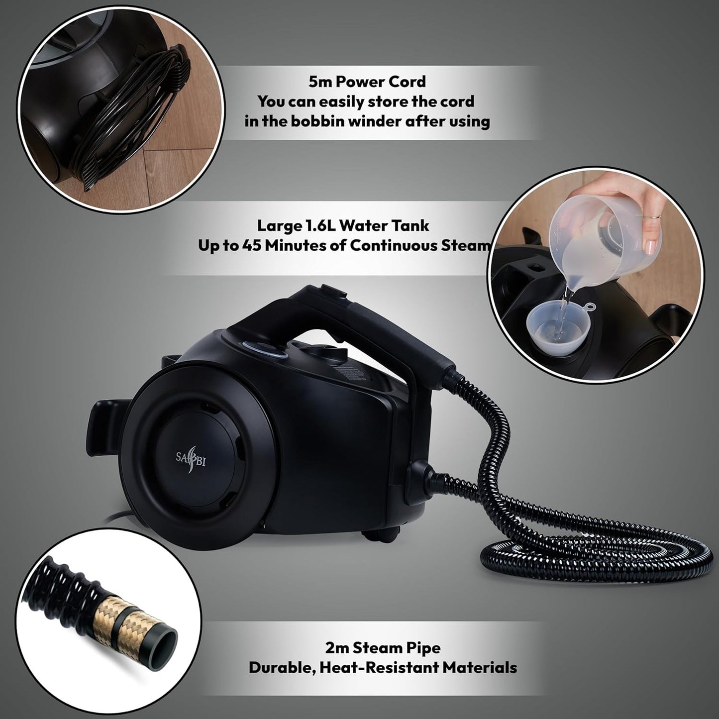 Steam Cleaner High Pressure 1800W 135C 1.6L Tank 22 Accessories Floor Grout