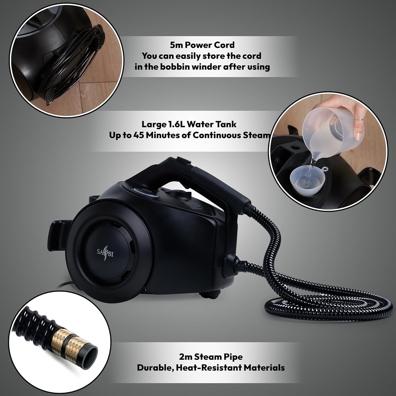 Steam Cleaner High Pressure 1800W 135C 1.6L Tank 22 Accessories Floor Grout