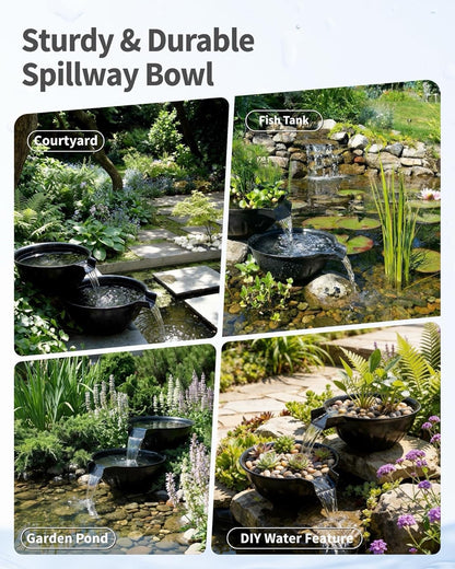 Pond Waterfall Fountain Kit 2 Tier Spillway Bowls 2500L/H Pump Garden Feature