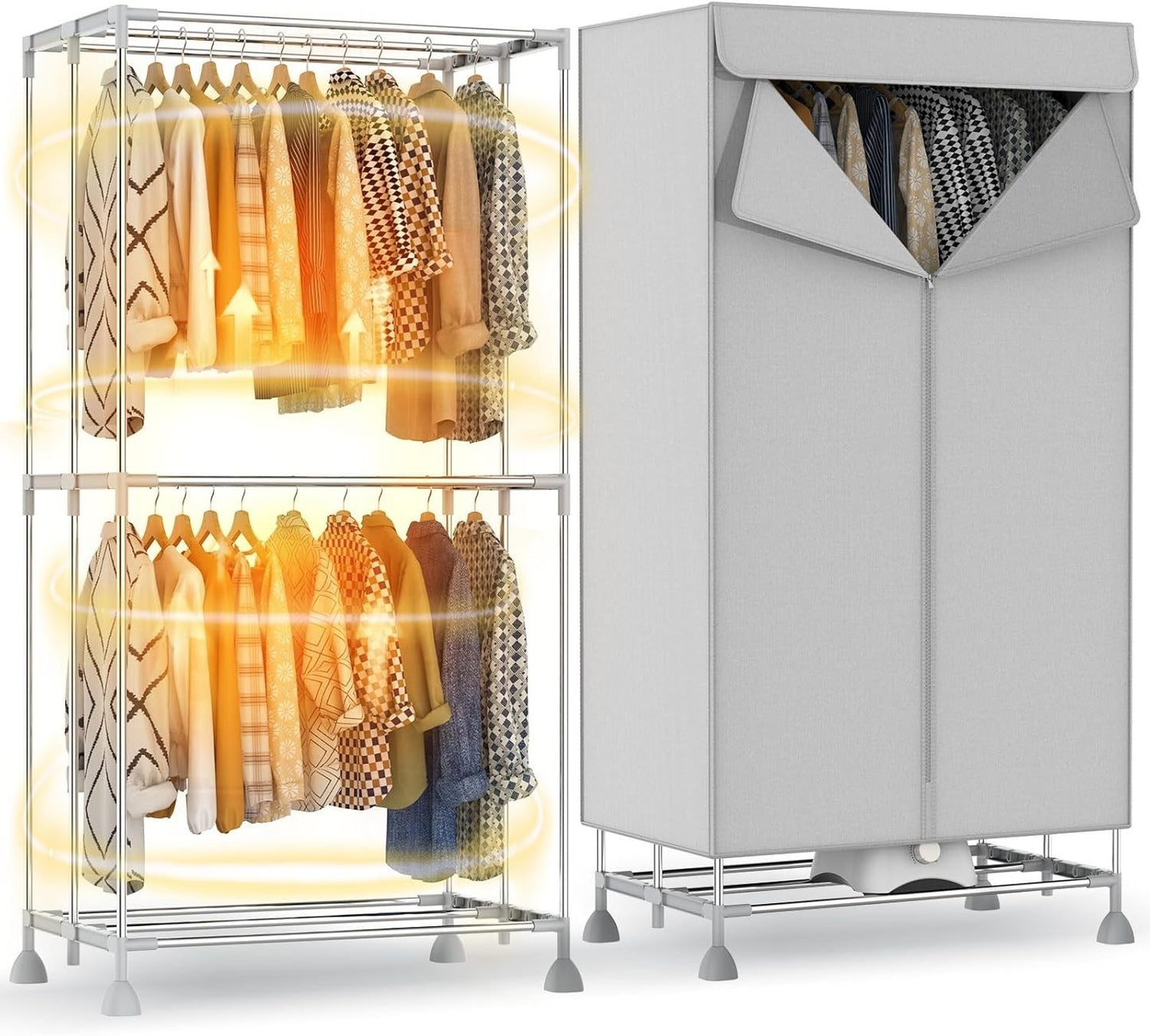 Electric Clothes Dryer Heated Airer Foldable Indoor Drying Rack Timer 1500W