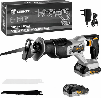 20V Cordless Reciprocating Saw Kit 2.0Ah Battery 2 Blades LED 3200SPM Wood