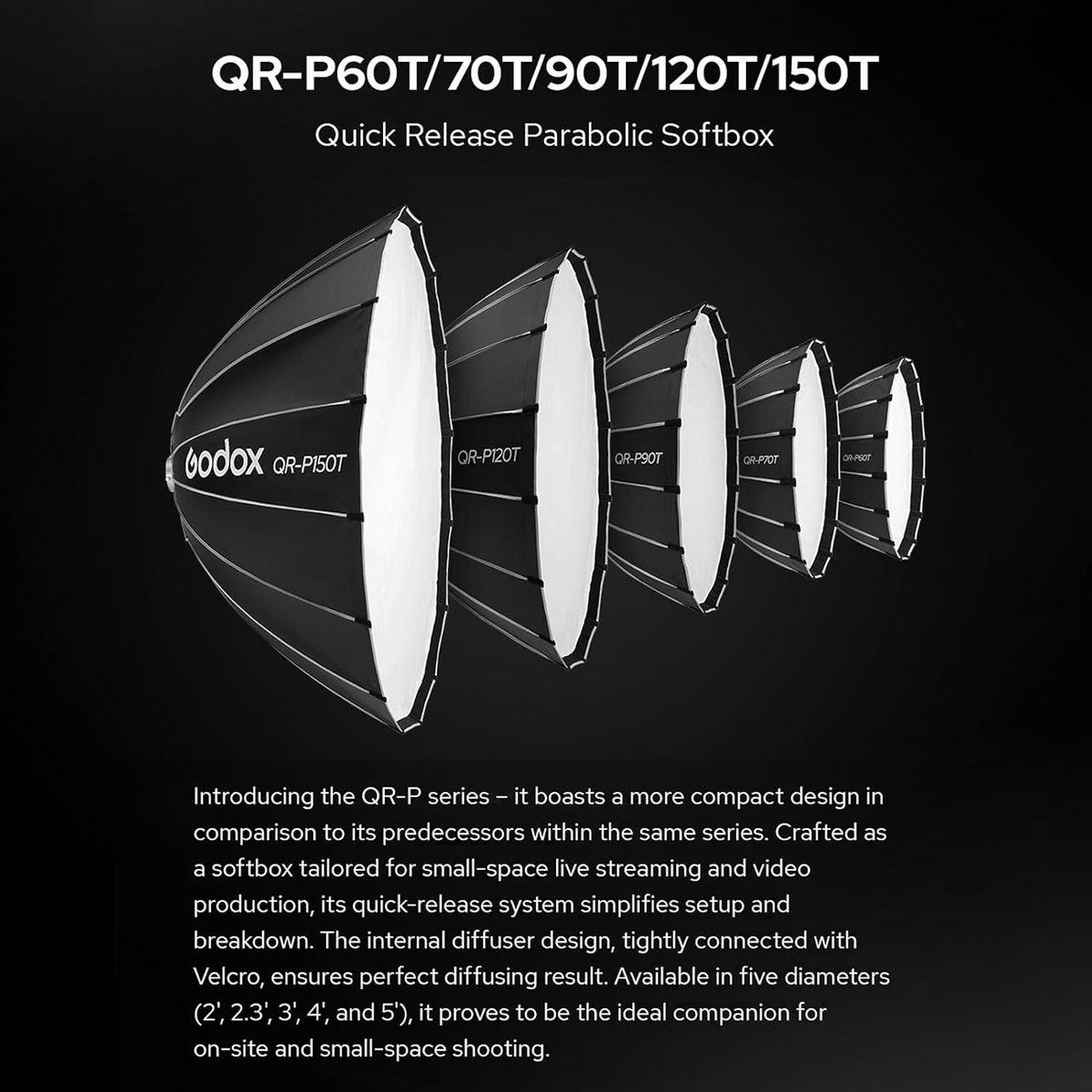 Photography Softbox Parabolic 150cm Quick Release Bowens Mount Diffusers Bag