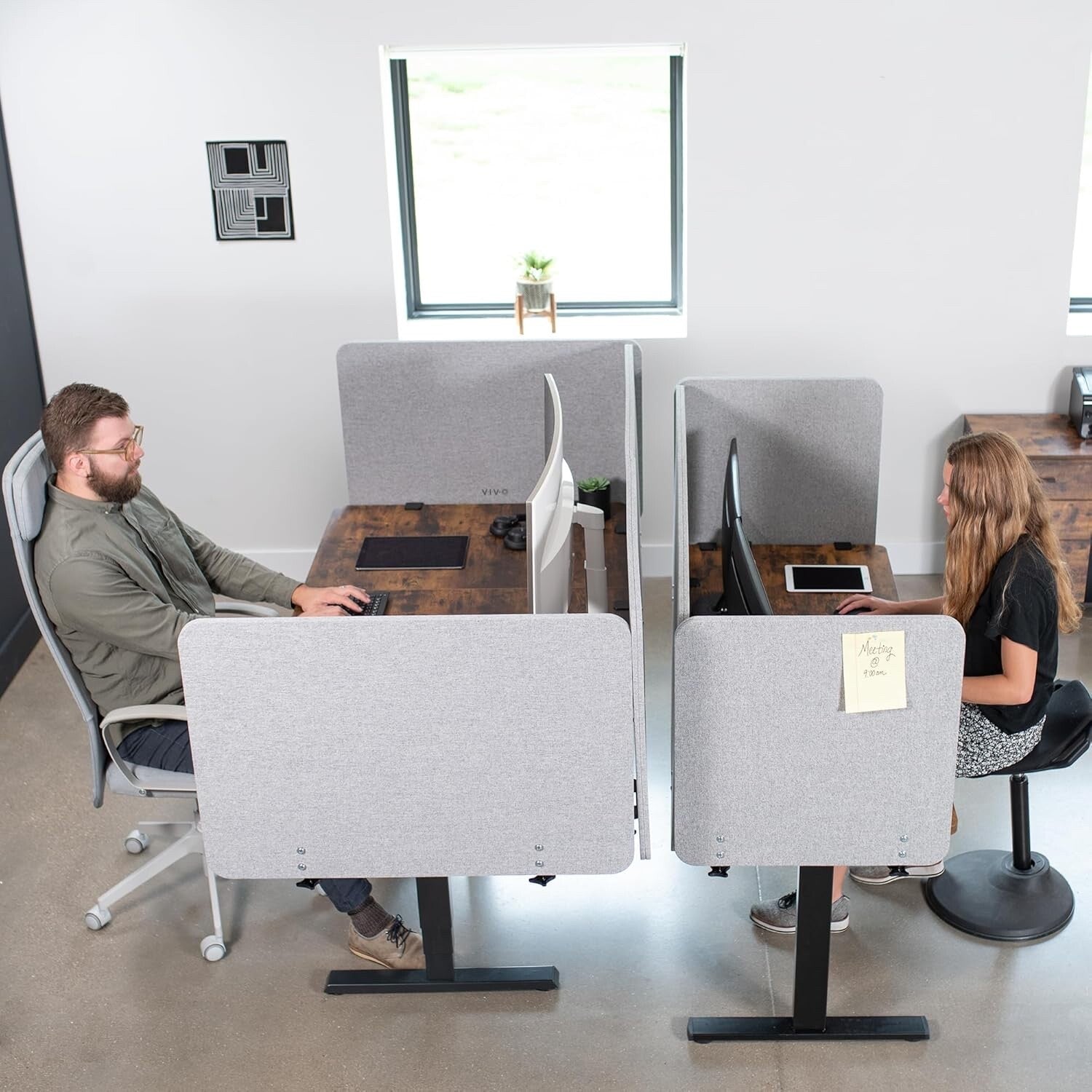 Clamp On Desk Privacy Panel 60x24in Grey Office Divider Screen Workstation