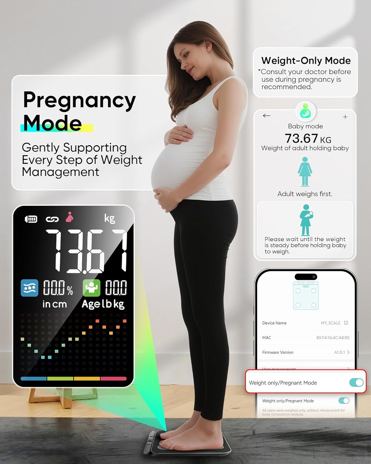Smart Body Composition Scales 8 Electrode Bluetooth BMI Body Fat 180kg Black