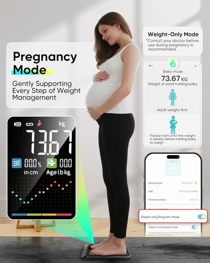 Smart Body Composition Scales 8 Electrode Bluetooth BMI Body Fat 180kg Black