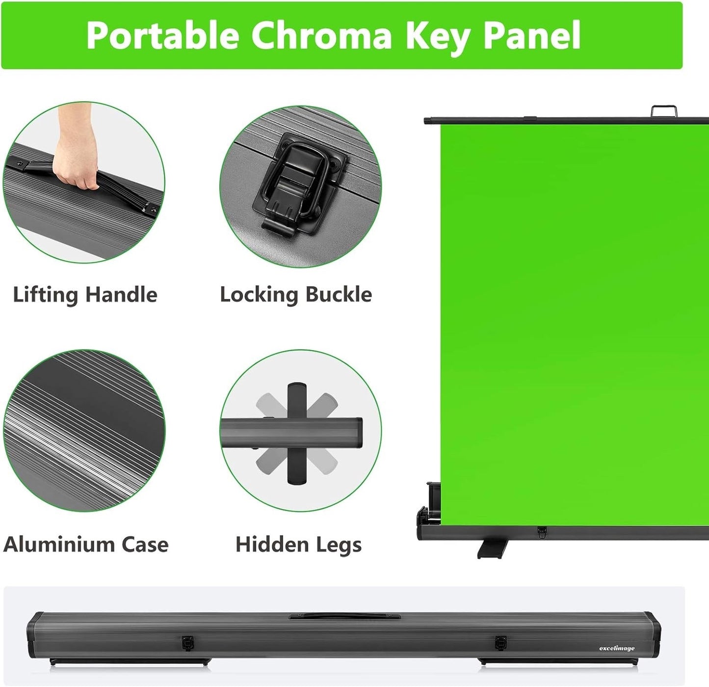 Green Screen Stand Kit 71x59 Pop Up Collapsible Chroma Key Streaming Photo