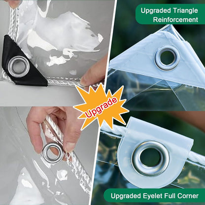 Clear Tarpaulin Waterproof Heavy Duty 4x6m PVC Sheet With Eyelets Garden Cover