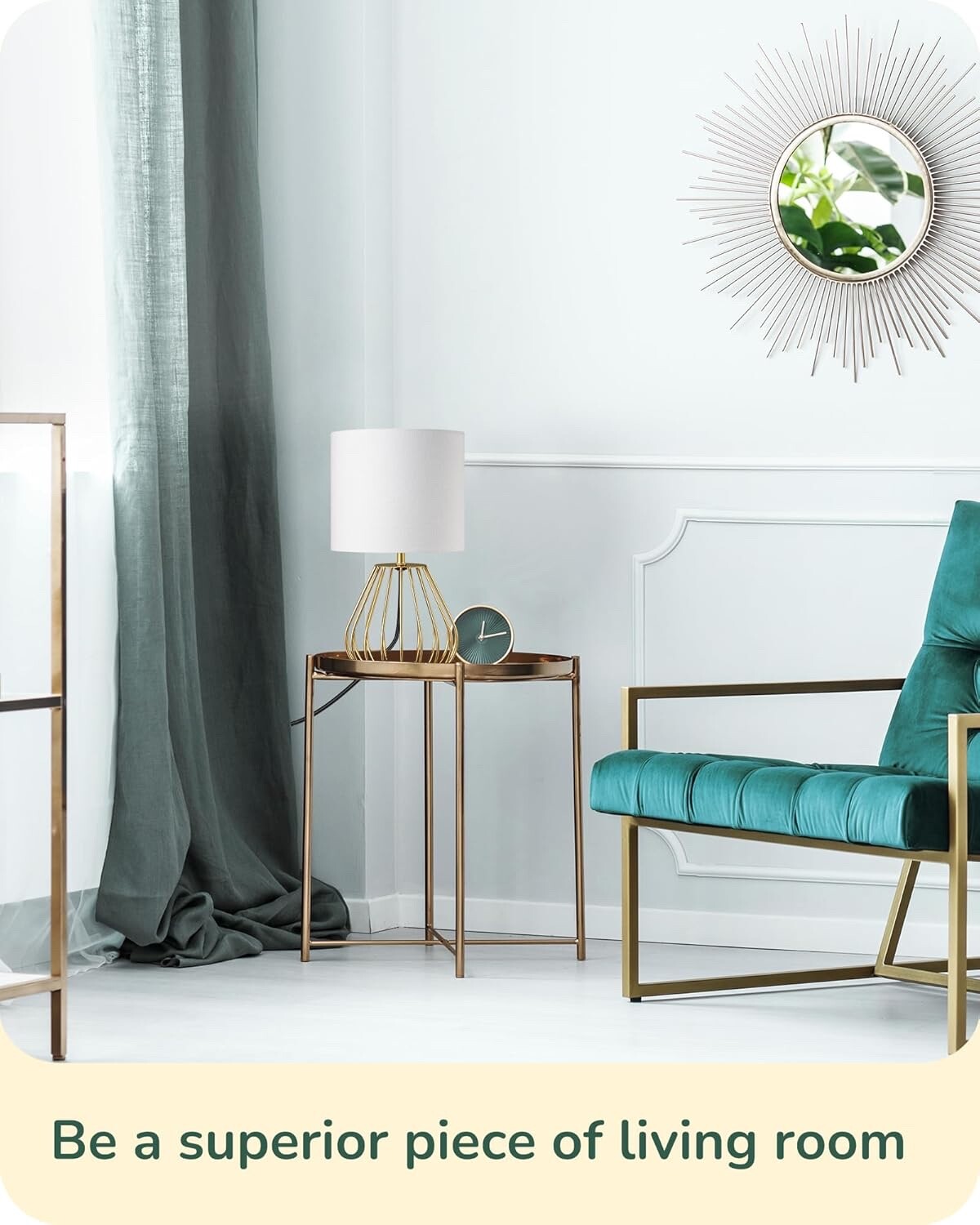 EDISHINE Bedside Lamp Table Lamp with Metal Cage Base & Linen Lampshade Gold
