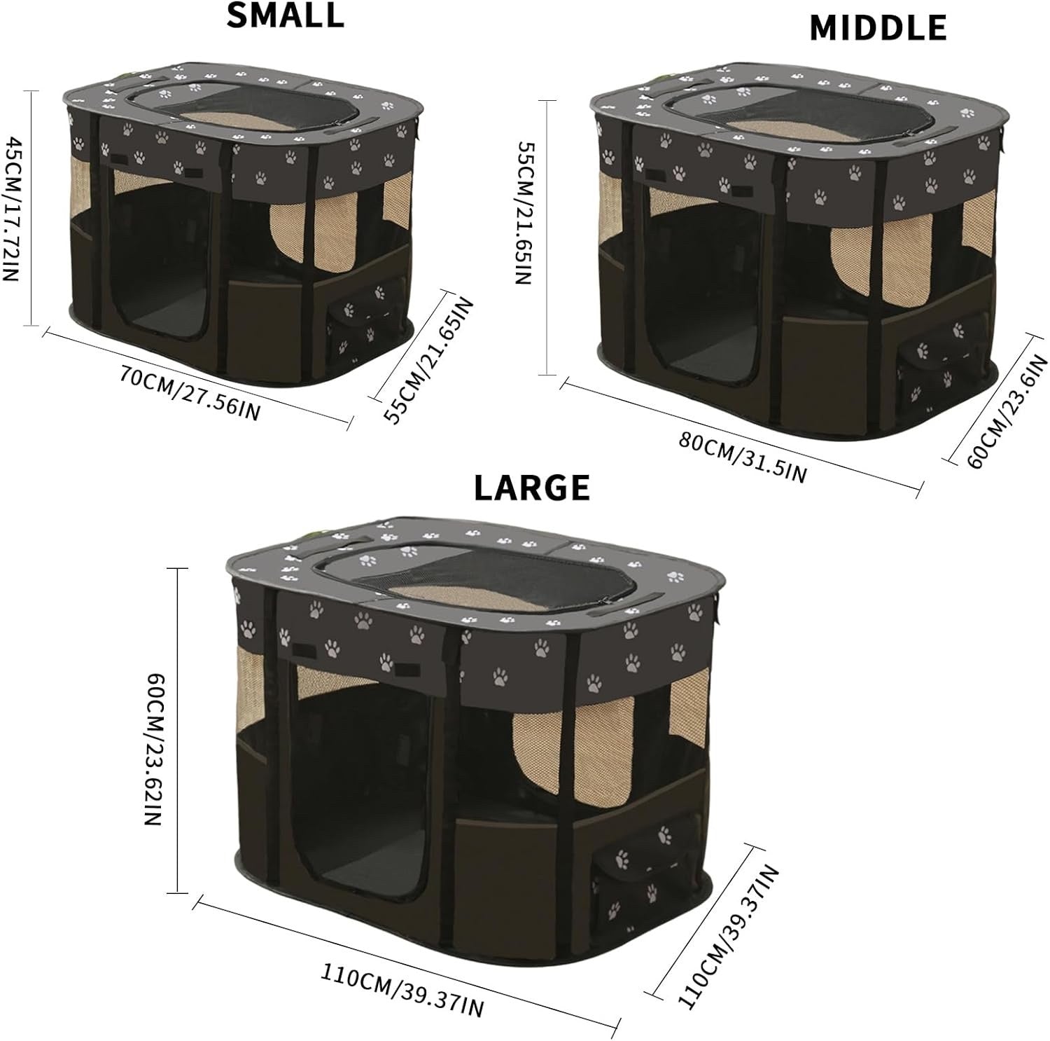 Dog Playpen Pet Crate Foldable Pop Up Puppy Cat Rabbit Exercise Pen 110x85x60cm