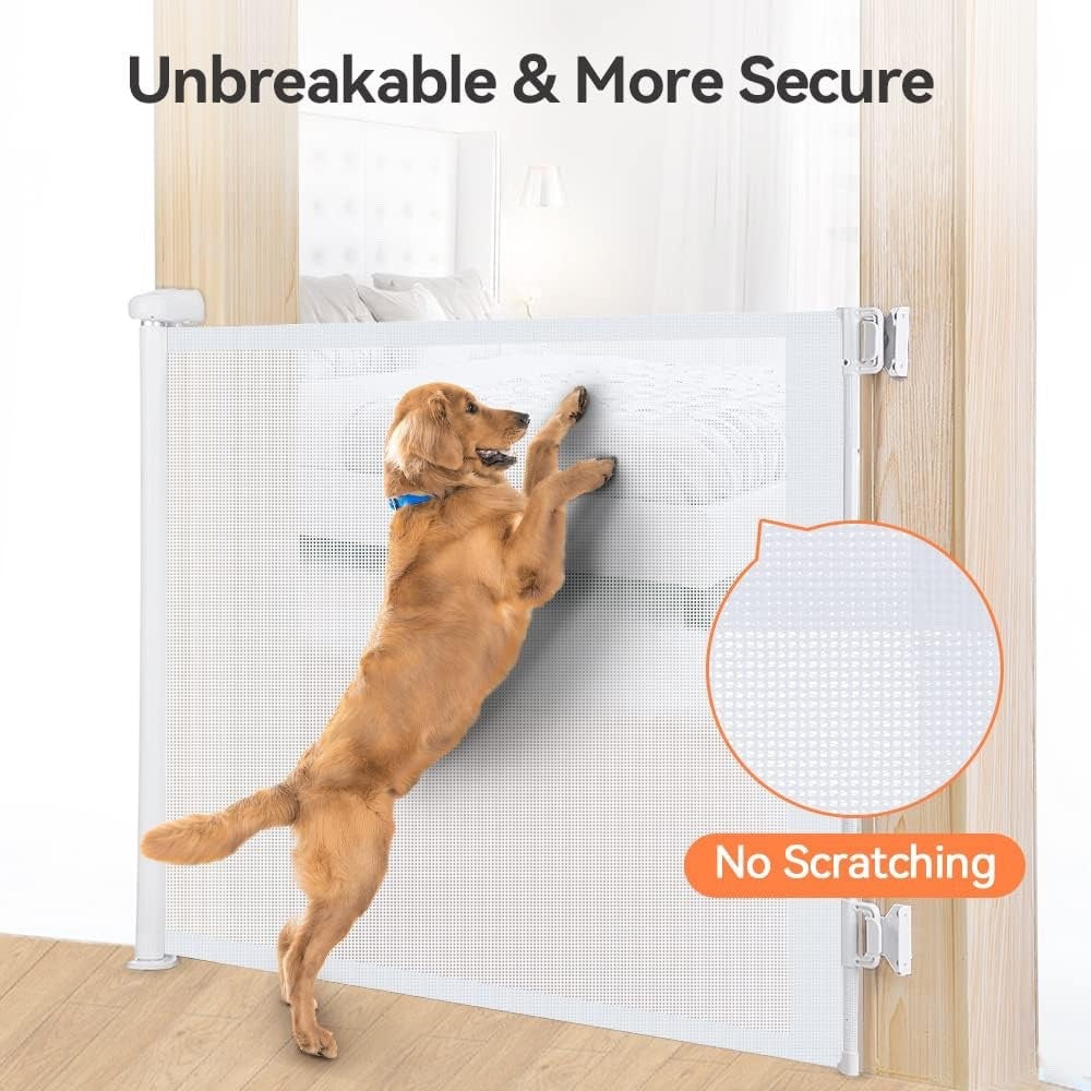 Retractable Baby Gate Extra Wide 180cm 84cm Tall White Child Pet Safety Mesh