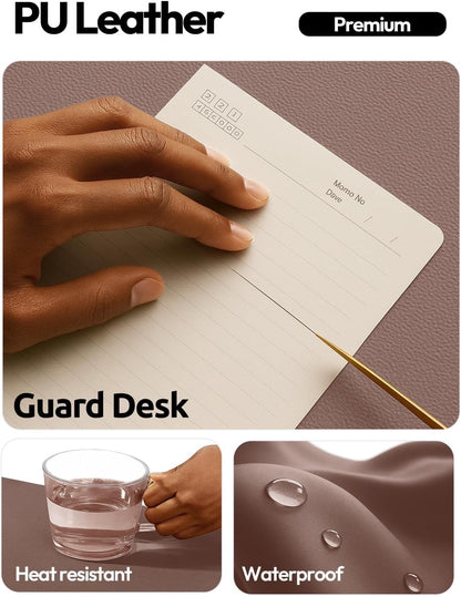 Desk Mat Mouse Pad Large 120x60cm Chocolate Brown PU Leather Waterproof Non Slip