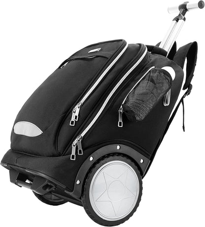 Rolling Backpack Carry On Laptop Bag Large Wheels Telescopic Handle Travel