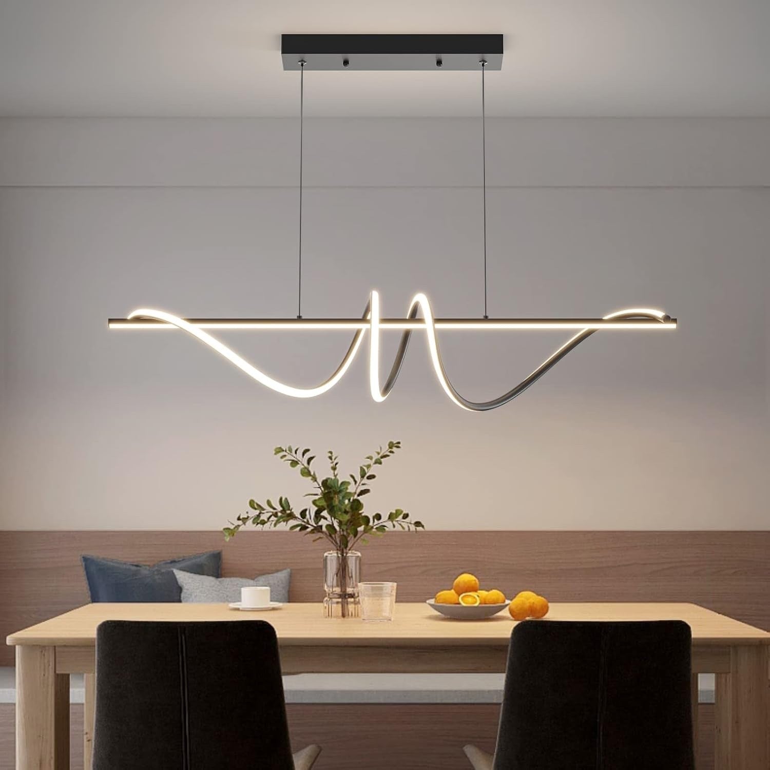 120cm Black Spiral LED Pendant Light Modern Dining Table Dimmable
