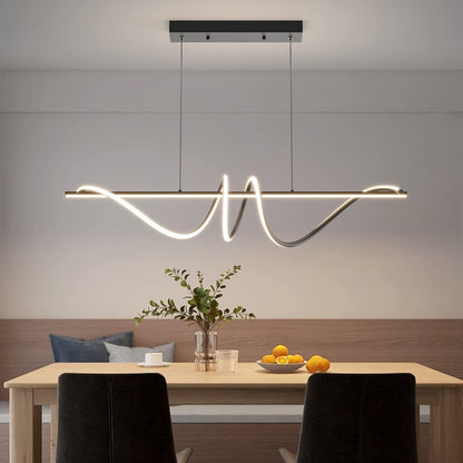 120cm Black Spiral LED Pendant Light Modern Dining Table Dimmable