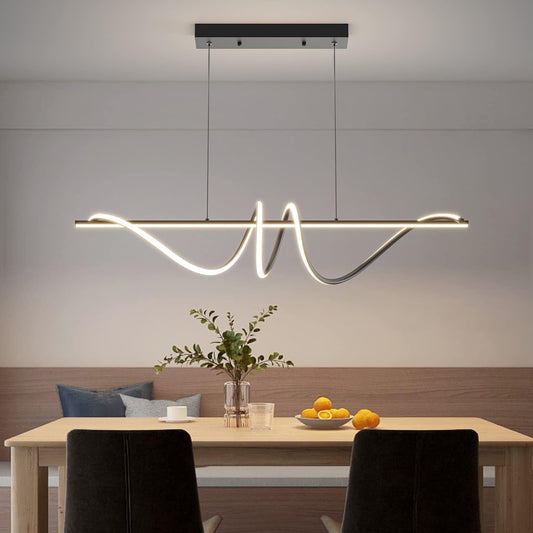120cm Black Spiral LED Pendant Light Modern Dining Table Dimmable