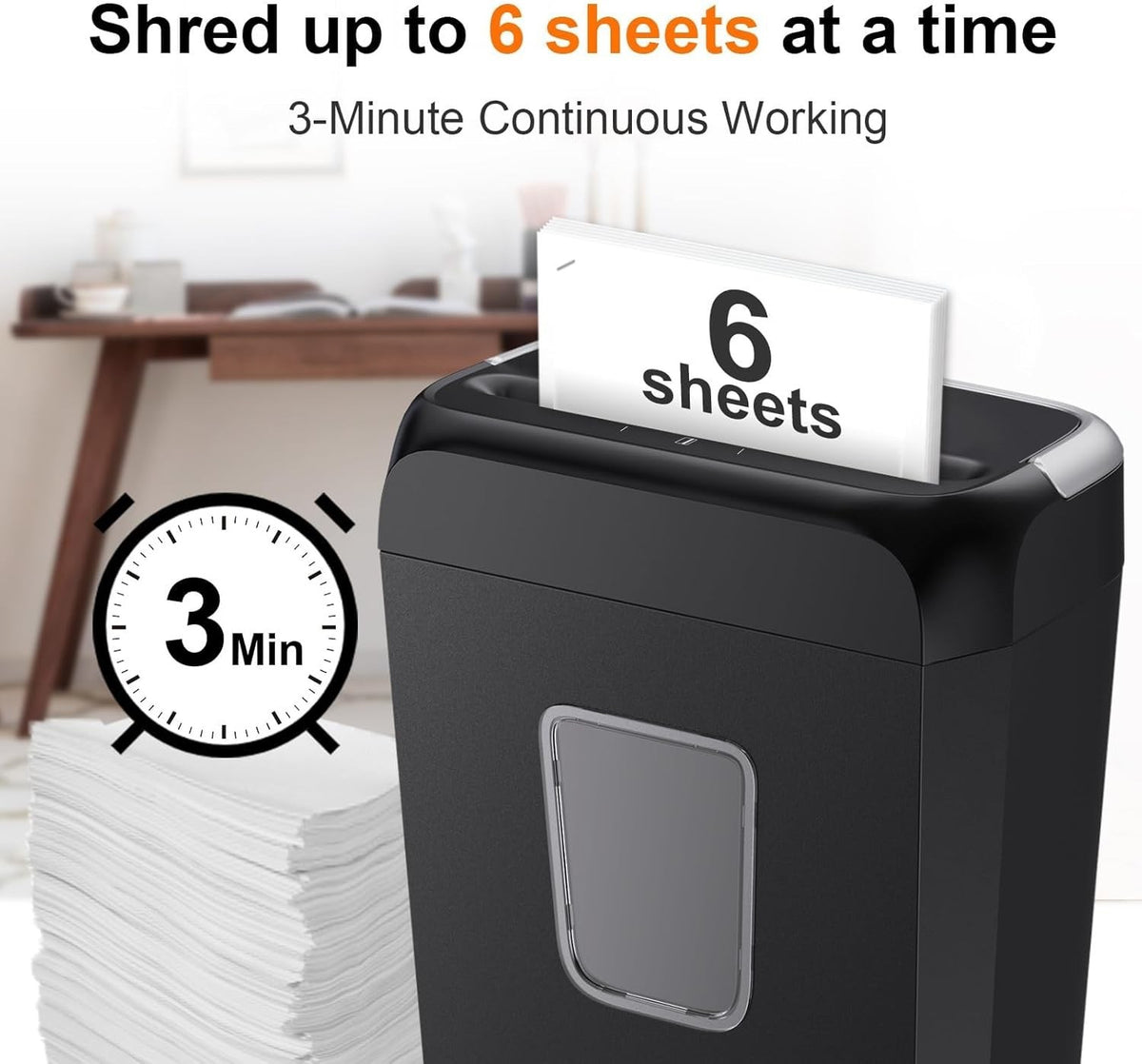 Paper Shredder Cross Cut Machine 6 Sheet P4 Security 13L Bin Credit Card Home