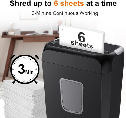Paper Shredder Cross Cut Machine 6 Sheet P4 Security 13L Bin Credit Card Home
