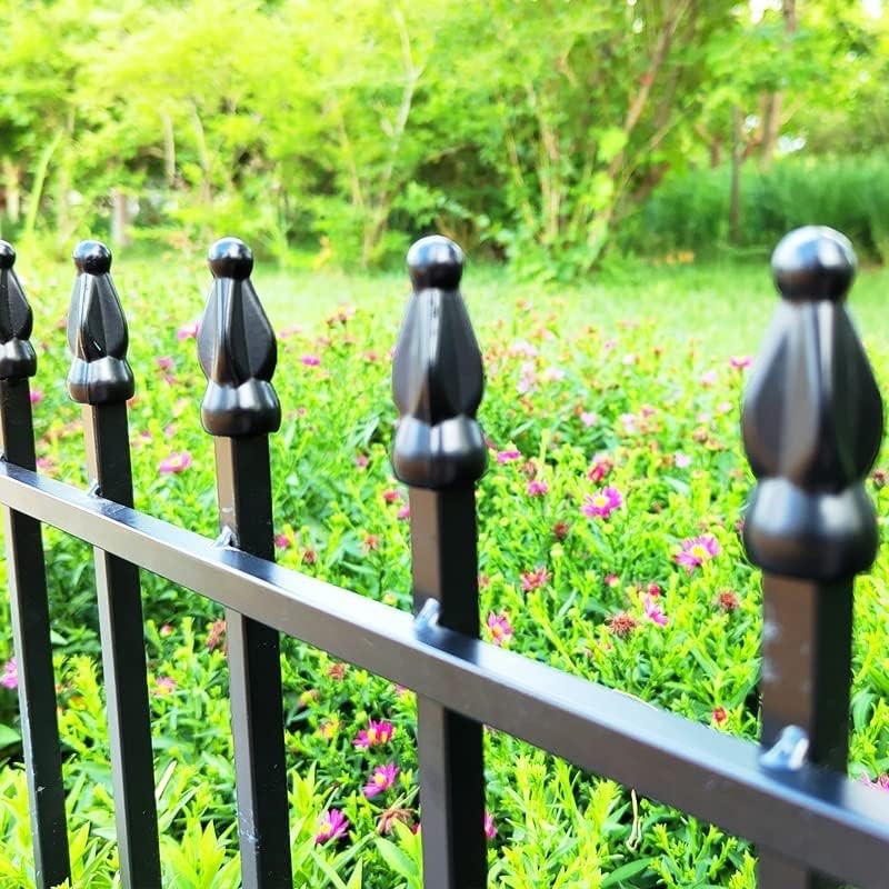 Garden Fence Border Panels Metal 5 Pack Black 45cm x 57cm 2.8m No Dig Edging