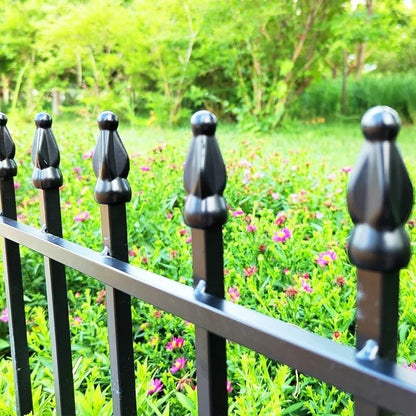Garden Fence Border Panels Metal 5 Pack Black 45cm x 57cm 2.8m No Dig Edging