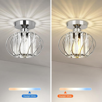 Ceiling Lights 2 Pack LED Crystal Chrome Flush Mount E27 19cm Bathroom Kitchen