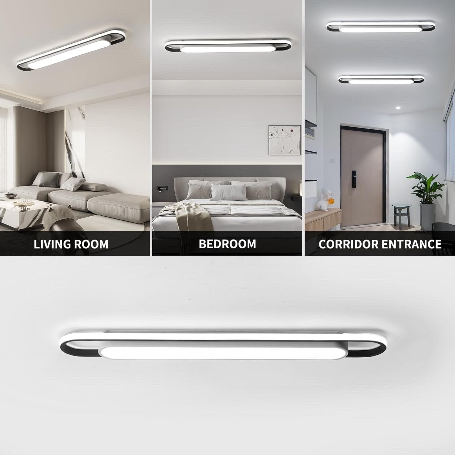 LED Ceiling Light Fixture 62W 6000K Linear Acrylic Metal Hallway Lamp 122cm UK