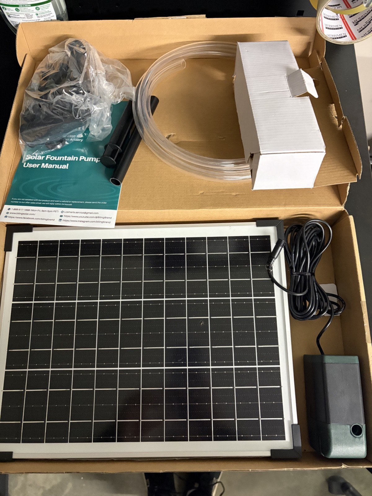 Biling Solar Water Fountain 20W Solar Fountain Pump with 320GPH Flow Adjustable