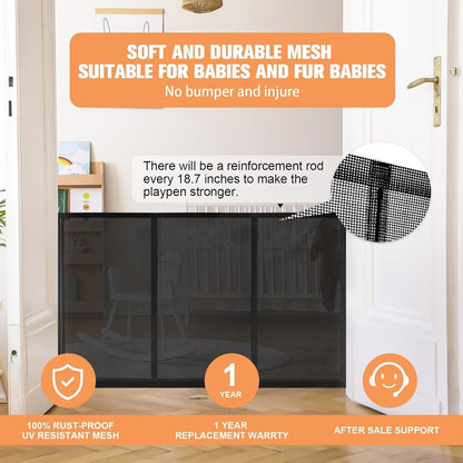 Baby Gate Retractable Pet Gate Extra Long 5M 500cm Black Indoor Outdoor Kids