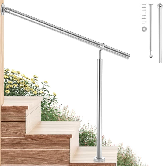 Stainless Steel Handrail 100x90cm Step Railing Indoor Outdoor Wall Mount Rail