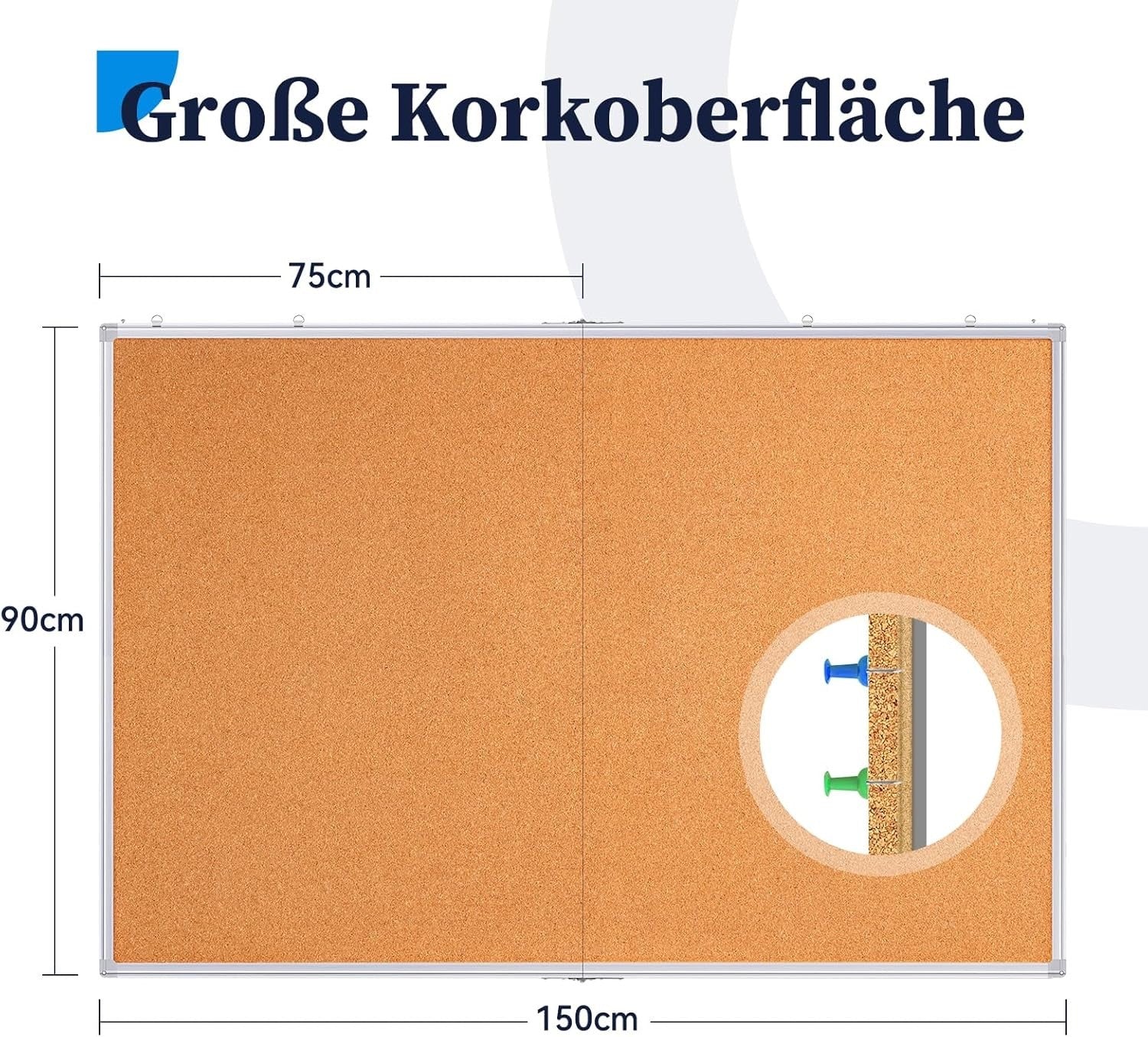 Cork Pin Board 90x150cm Large Notice Board Aluminium Frame w Push Pins