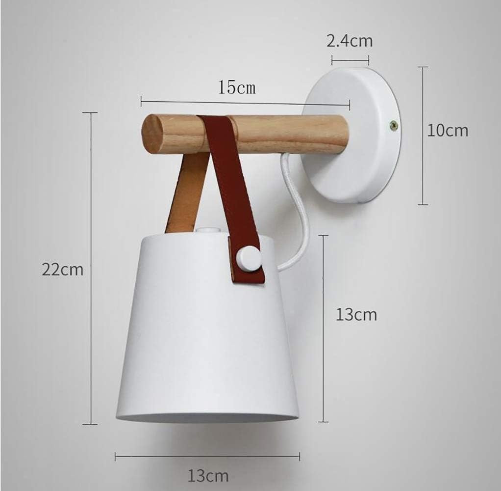 Wall Light Sconce LED E27 Wooden Leather Modern Bedroom Bedside White Lamp