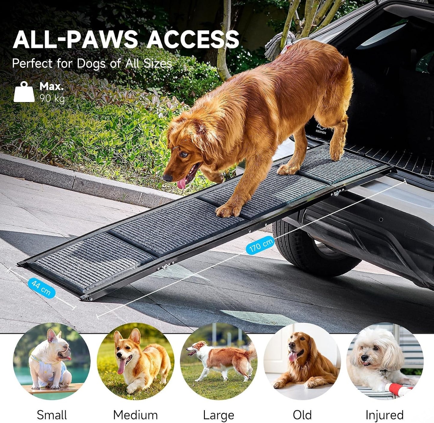 Dog Car Ramp Folding 170cm Aluminium Non Slip Pet Ramp 90kg SUV Truck Bed Sofa