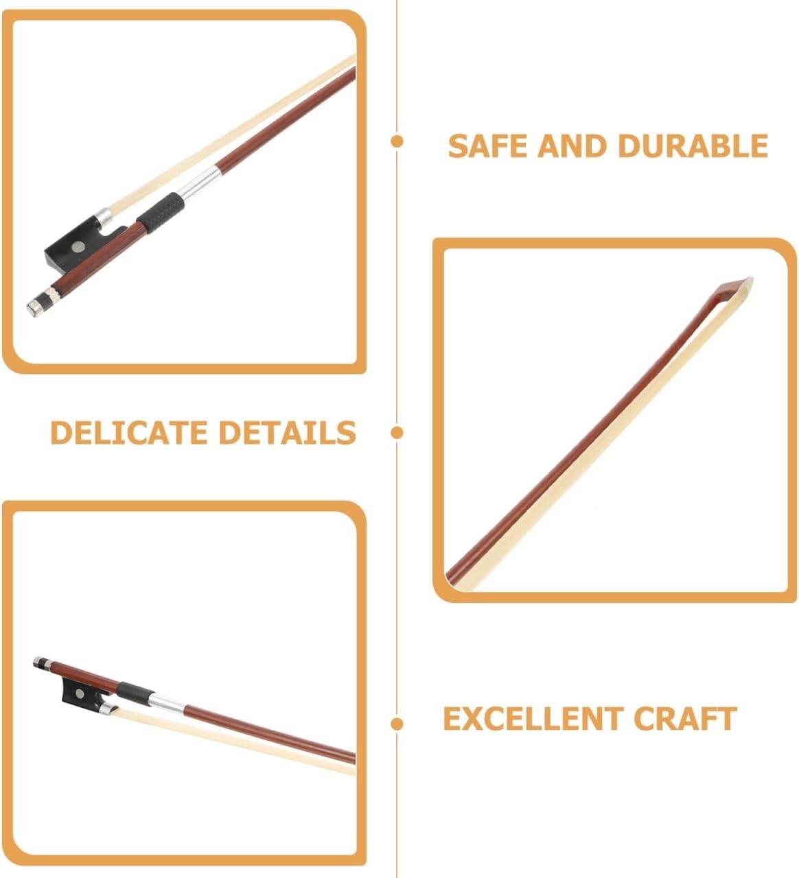 Violin Bow 1/16 Size 44cm Wooden Horsehair Lightweight Student Practice