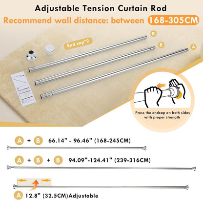 Extendable Shower Curtain Rod White Adjustable Tension Pole No Drill Bathroom