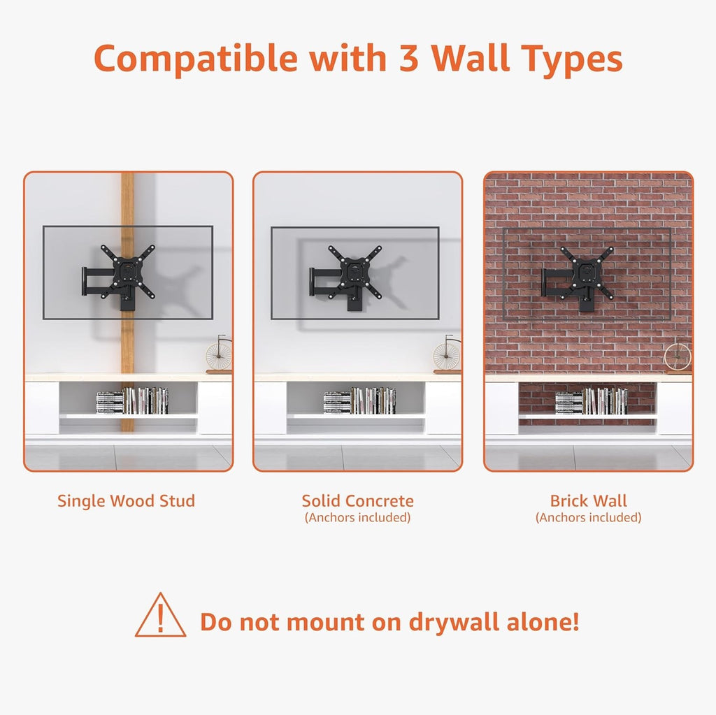 Amazon Basics Full-Motion TV Wall Mount For 12-Inch to 40-Inch Black
