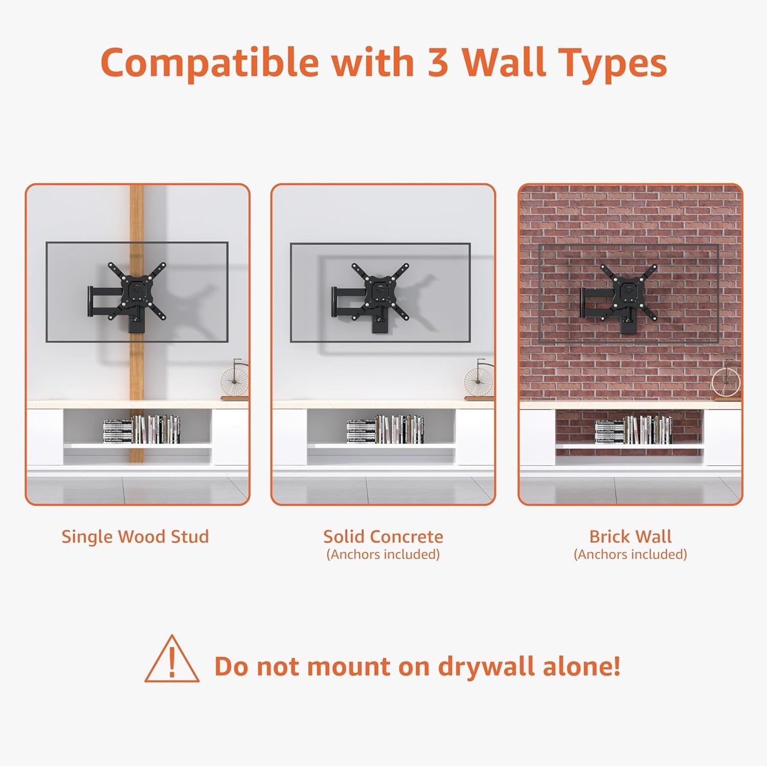 Amazon Basics Full-Motion TV Wall Mount For 12-Inch to 40-Inch Black