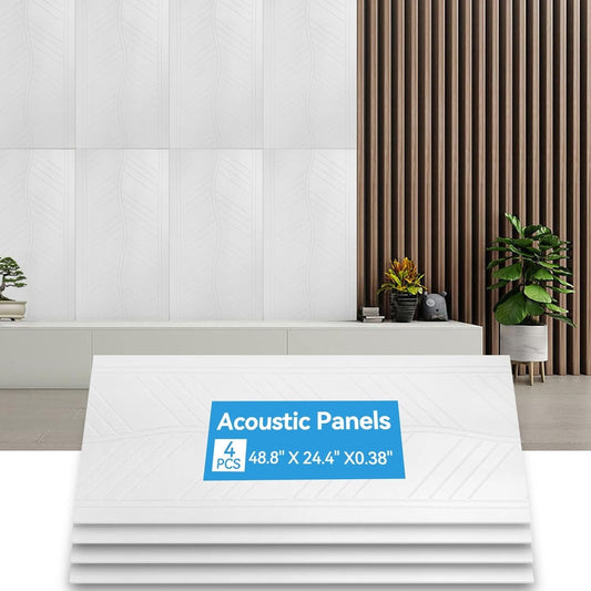 Acoustic Wall Panels 10 Pack White 48.8x24.4 Self Adhesive Foam Tiles