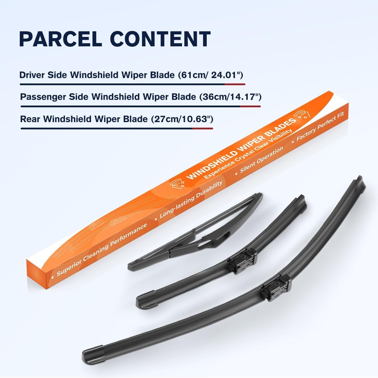 Front Rear Wiper Blades Set for Fiat 500 07+ Ford Ka MK2 10+ 24 14 11 Inch