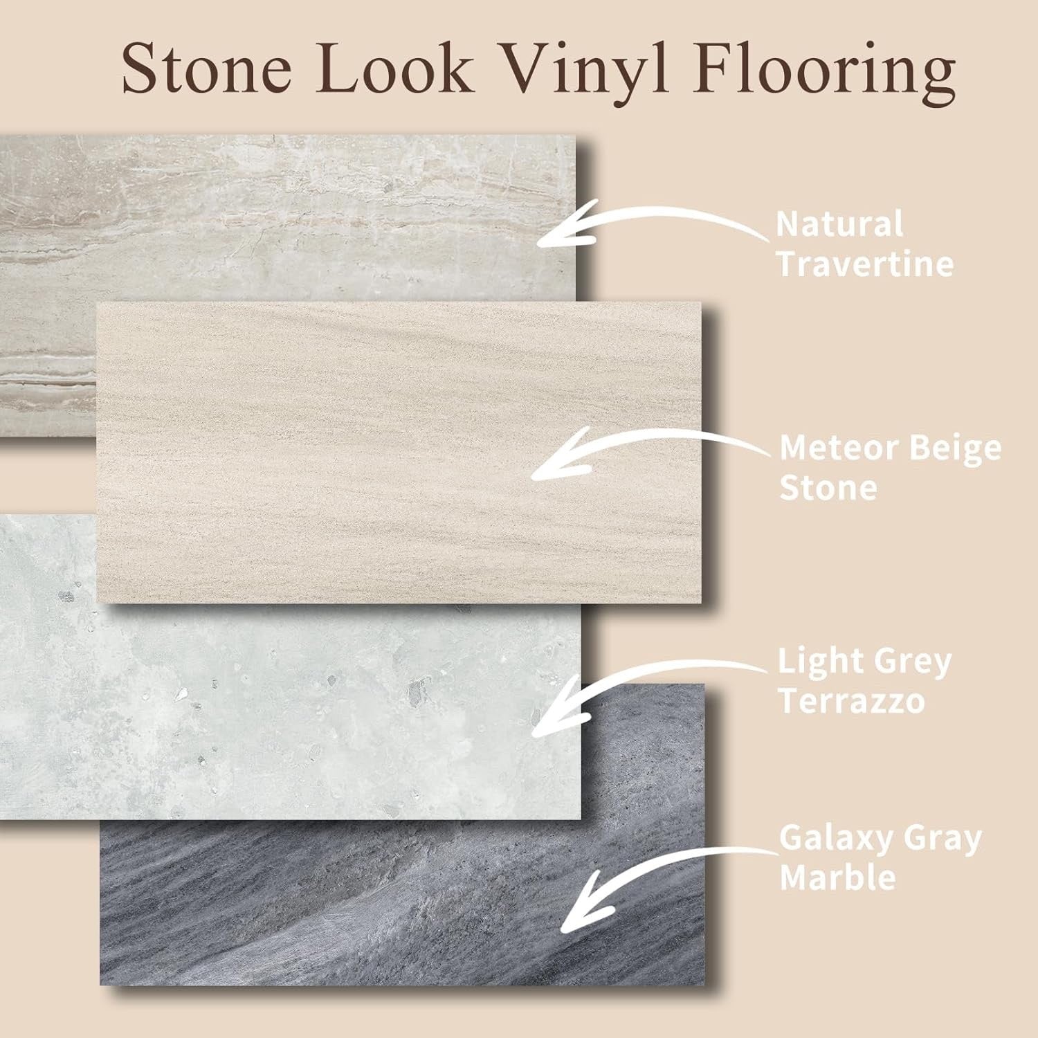 Self Adhesive Floor Tiles Stone Effect Vinyl Flooring Peel Stick 61 x 30.5 cm