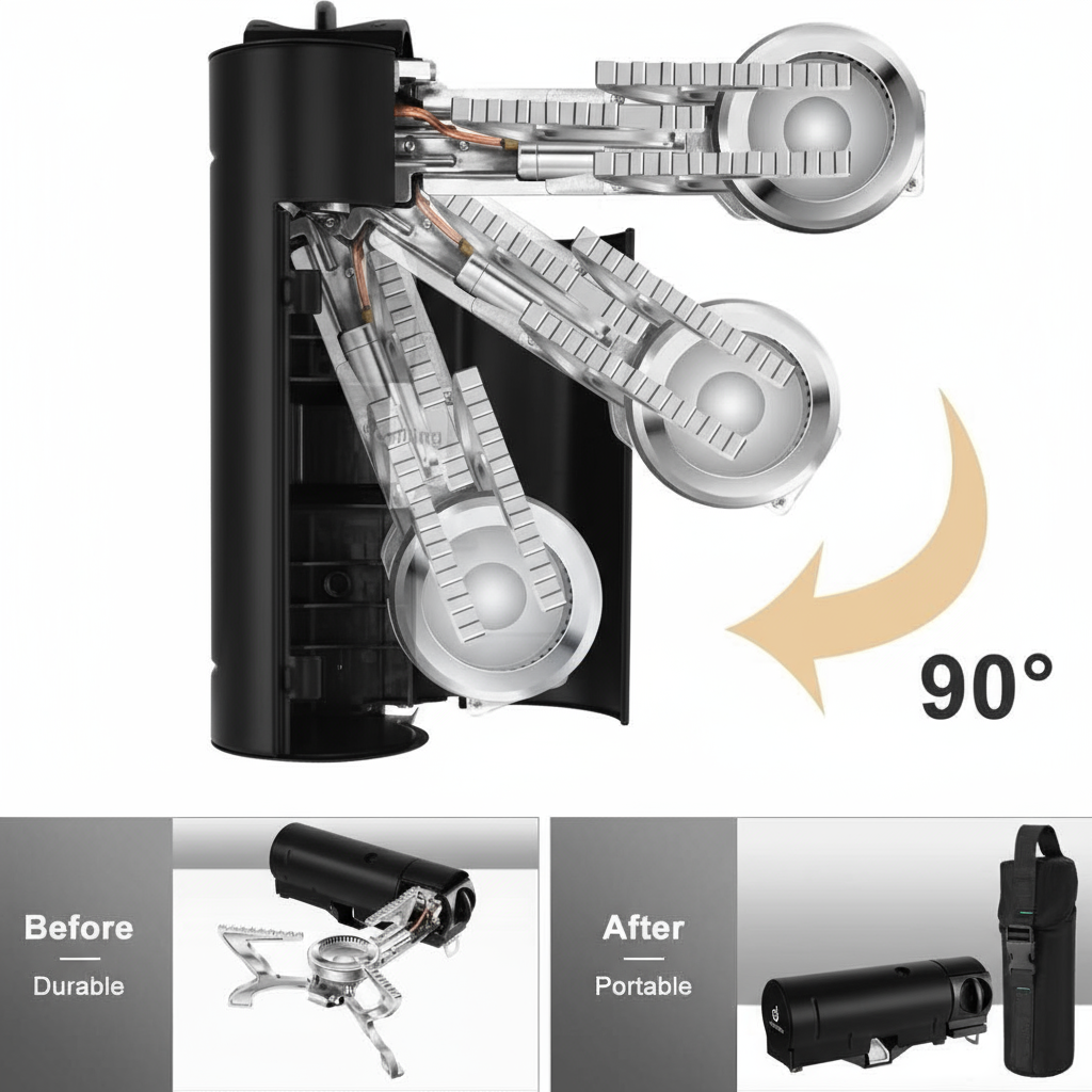 Odoland Portable Camping Stove 1400W Foldable Butane Gas Burner with Carry Bag