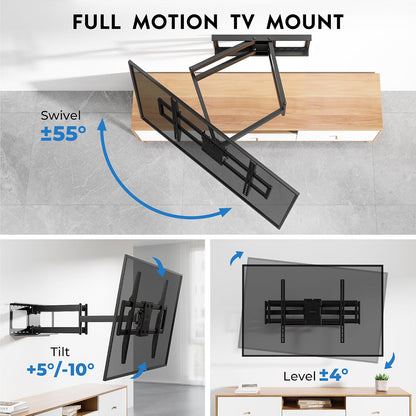 TV Wall Mount Bracket 60-110in 125kg VESA 800x600 Full Motion 1016mm Arm Black