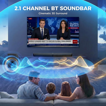TV Soundbar Subwoofer Speaker 110W Bluetooth 5.3 Surround Sound Bass ARC Optical