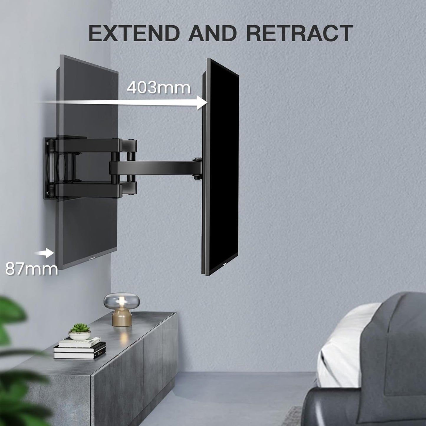 TV Wall Mount Bracket 26-70 Inch Full Motion Swivel Tilt 45kg VESA 400x400mm