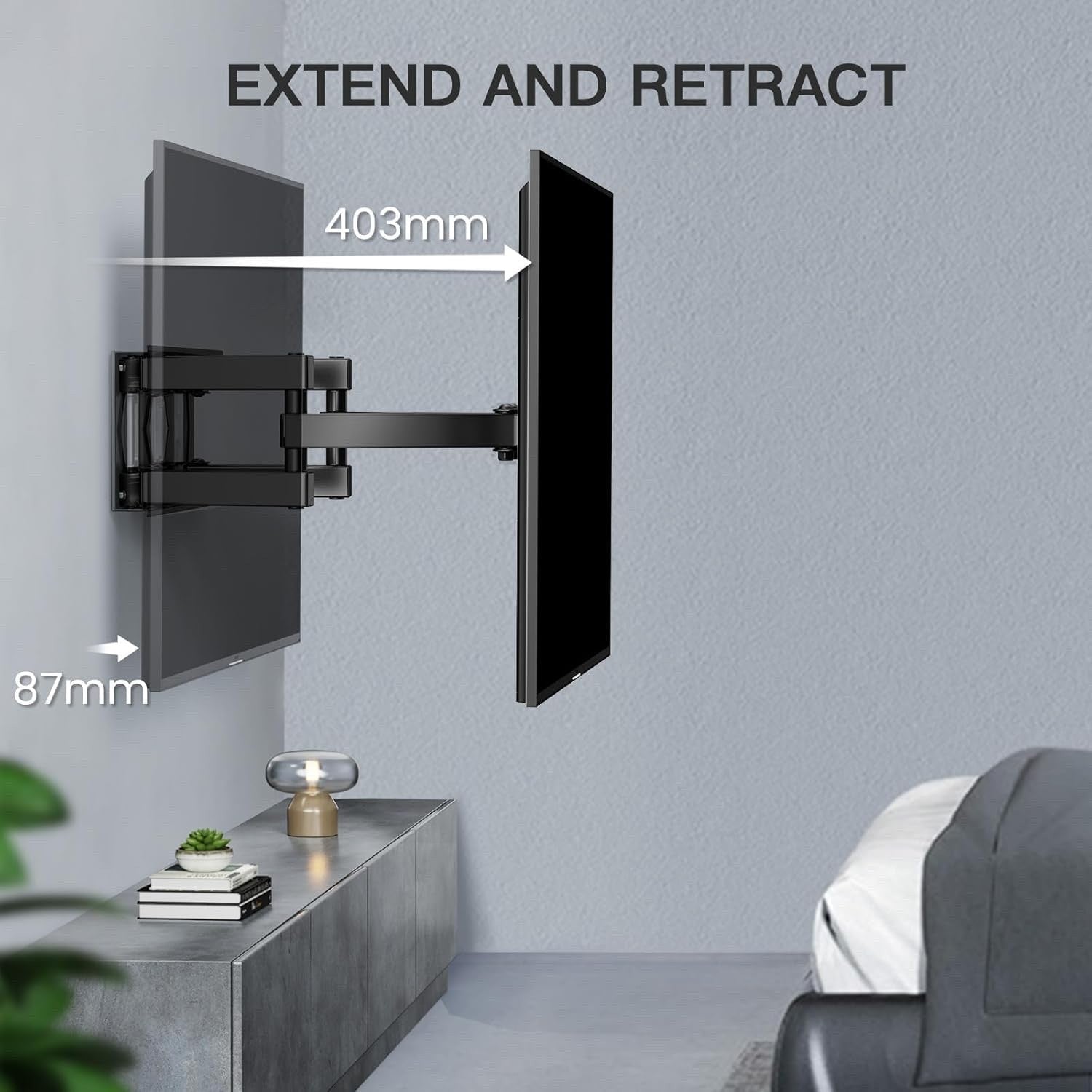 TV Wall Mount Bracket 26-70 Inch Full Motion Swivel Tilt 45kg VESA 400x400mm