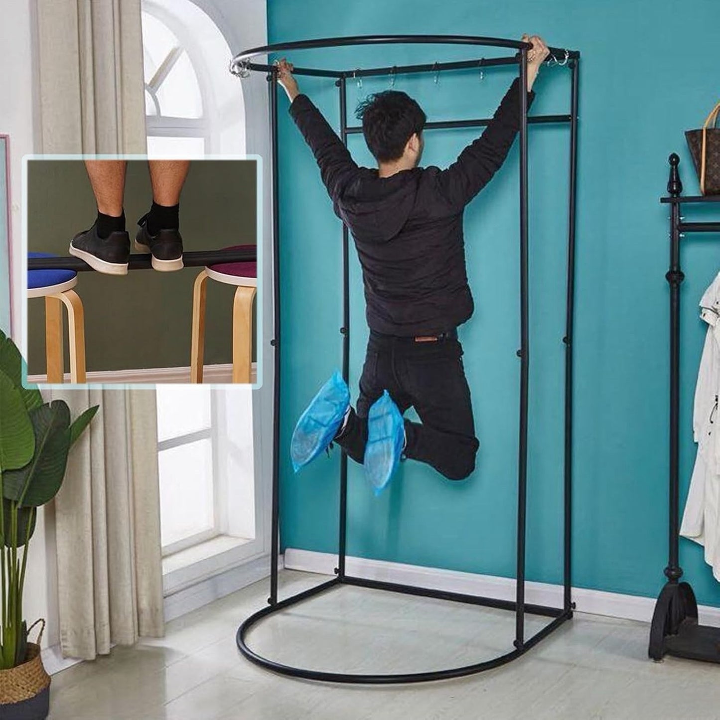 Portable Changing Room Fitting Booth Privacy Curtain 200cm Green Clothing Store