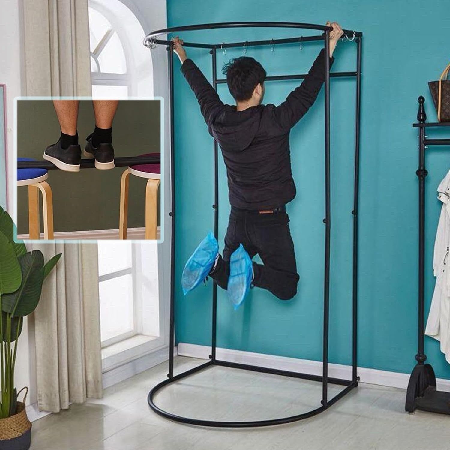 Portable Changing Room Fitting Booth Privacy Curtain 200cm Green Clothing Store