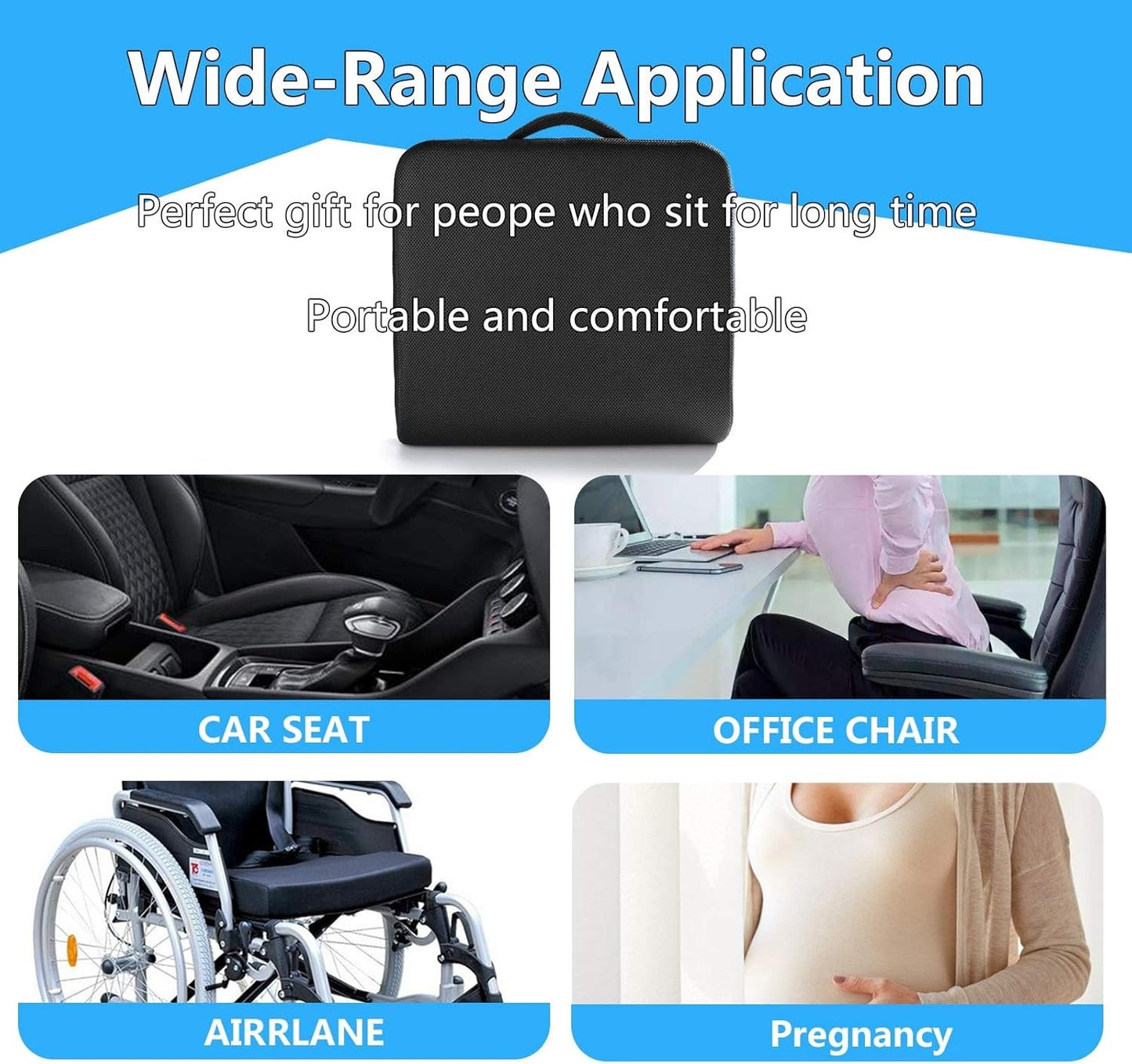 Large Memory Foam Seat Cushion Cooling Gel Sciatica Coccyx Tailbone Pillow Pad