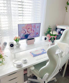 Dual Monitor Stand Riser Bamboo Desk Shelf White Heavy Duty 130lb Storage