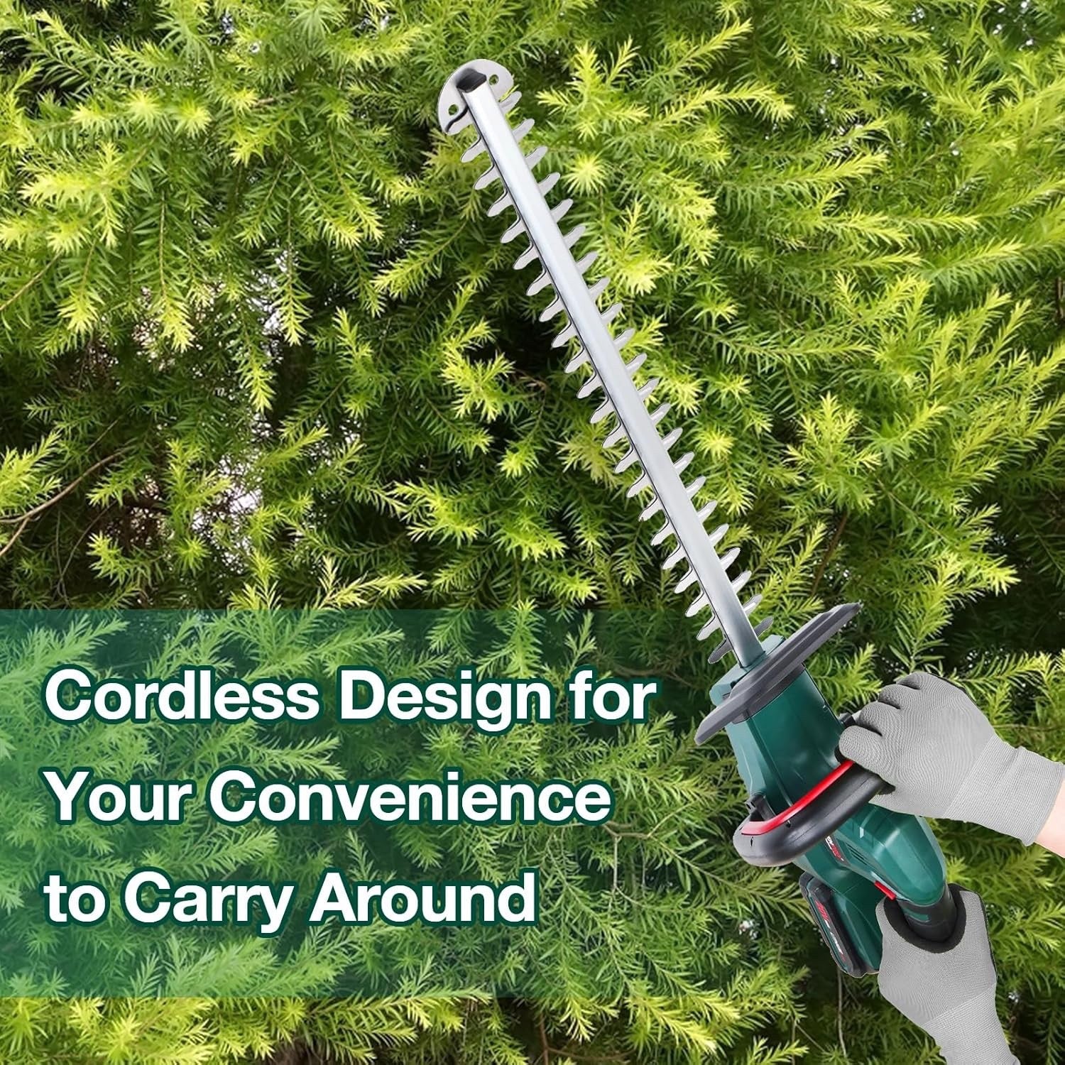 20V Cordless Hedge Trimmer 520mm Blade with 2.0Ah Battery Charger