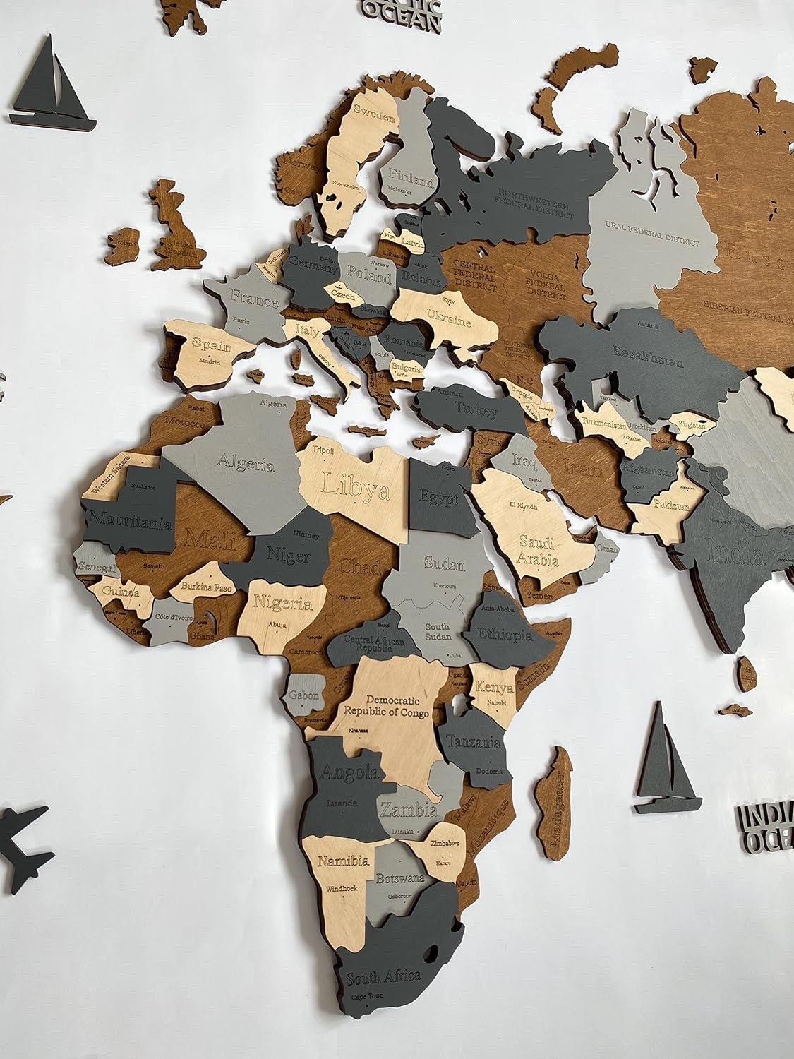Wooden World Map Wall Art 3D Large 160x85cm Multicolour Travel Decor Birch
