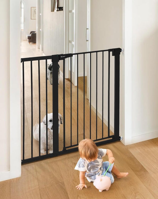 36in Extra Tall Baby Gate Auto Close Safety Pet Dog Stair Doorway Black Metal